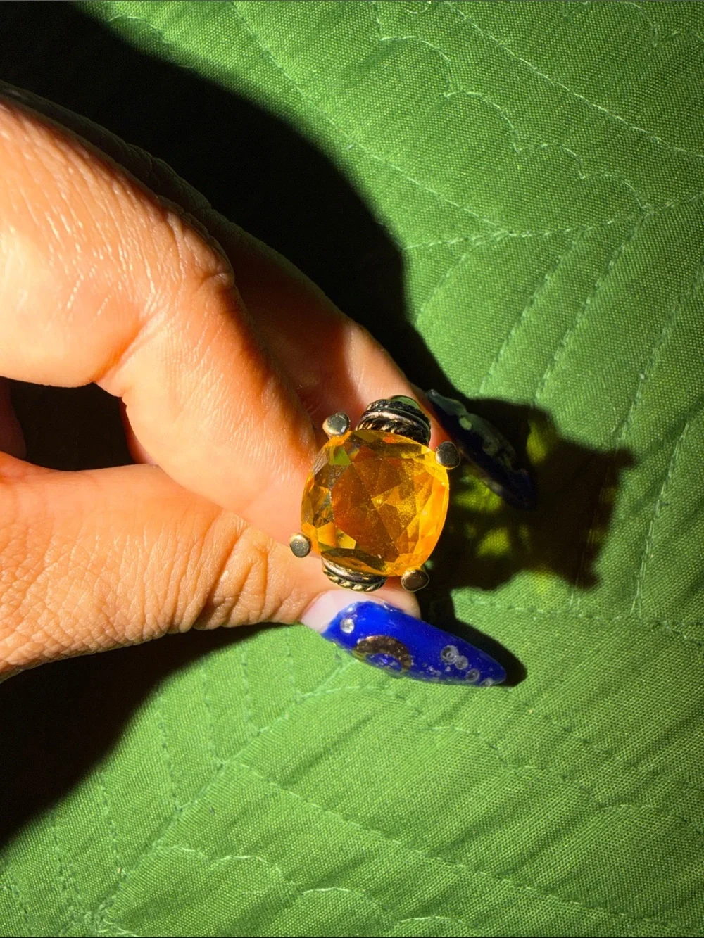 Yellow Gemstone Silver Ring with gold details new original from macys